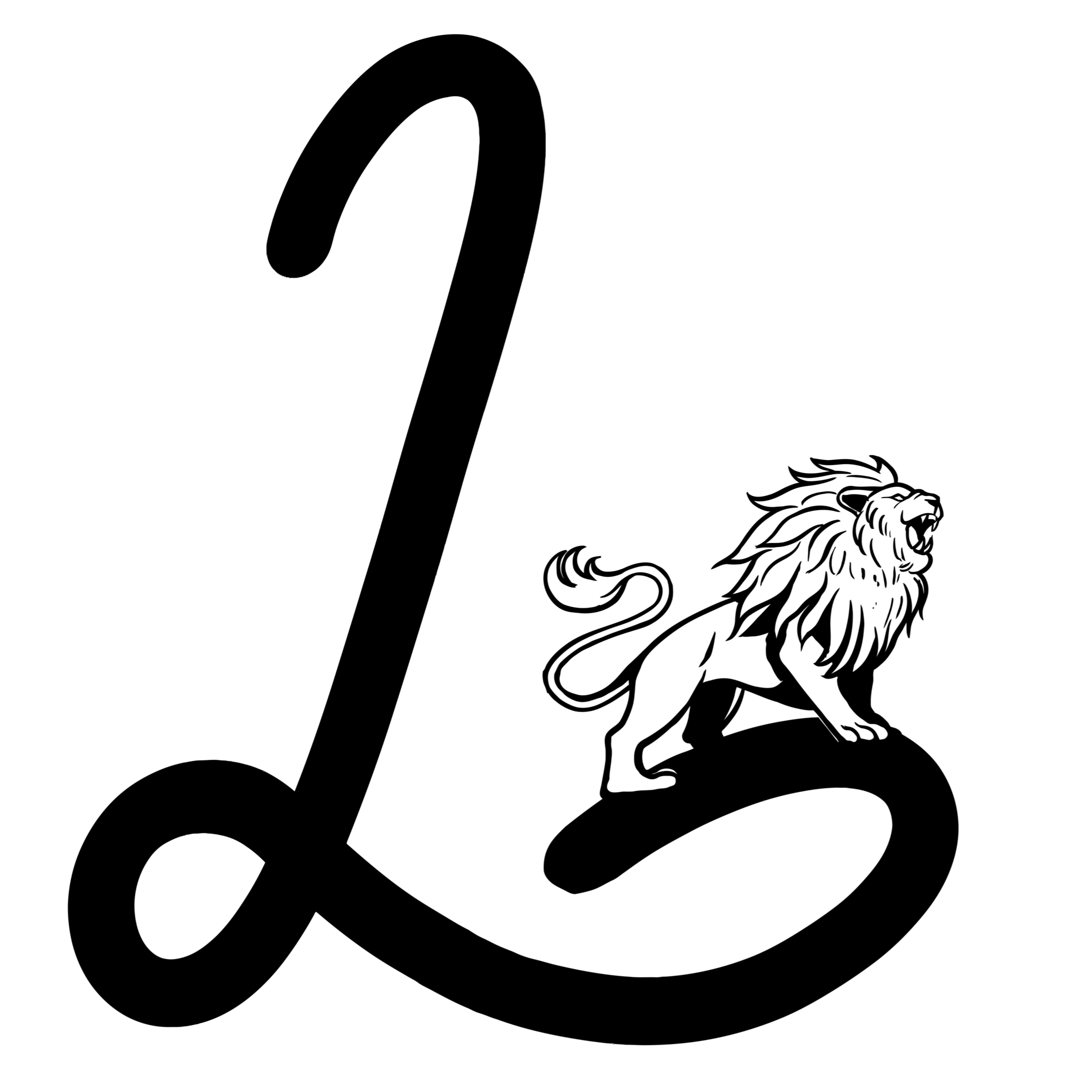 lion's tale studios lion roaring on the letter L logo