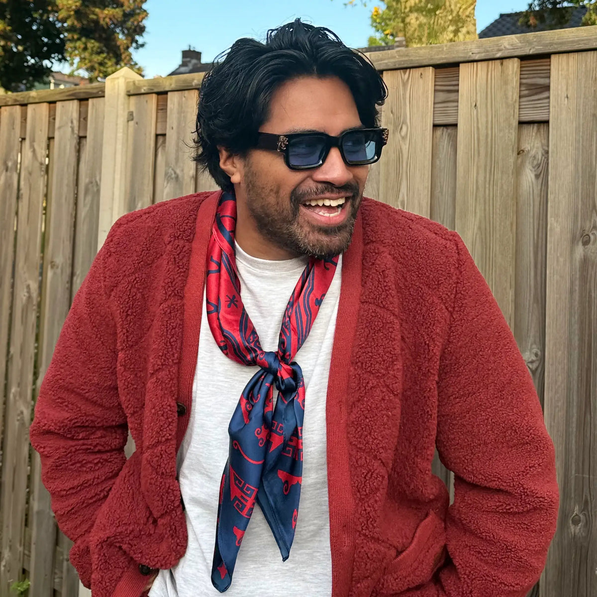 lion's tale studios pure silk scarf moluccan symbols damiano patawala from holland model