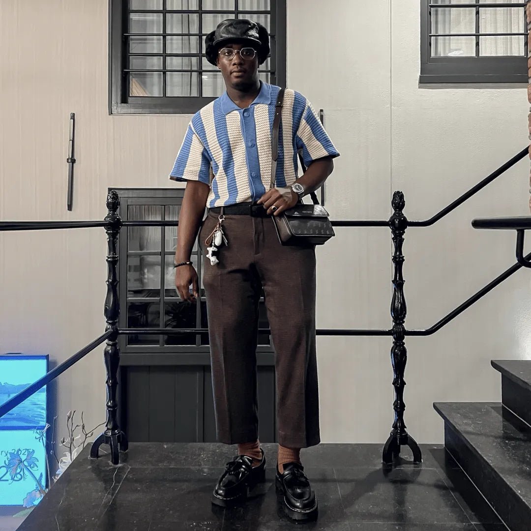 Anti - Logo Knitted Striped Shirt - Lion's Tale Studios