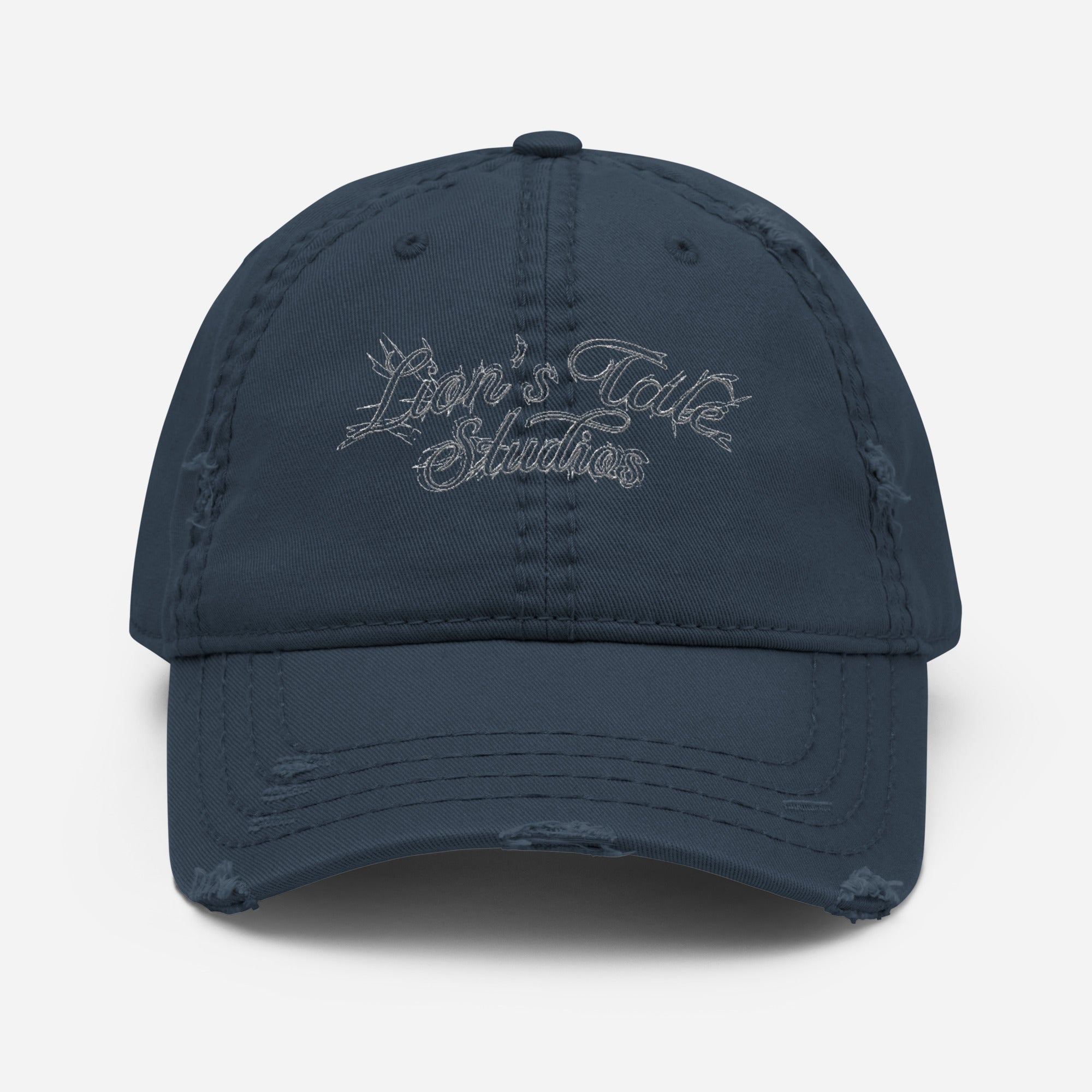 Embroidered Distressed Cap with LTS Motion Print - Lion's Tale Studios