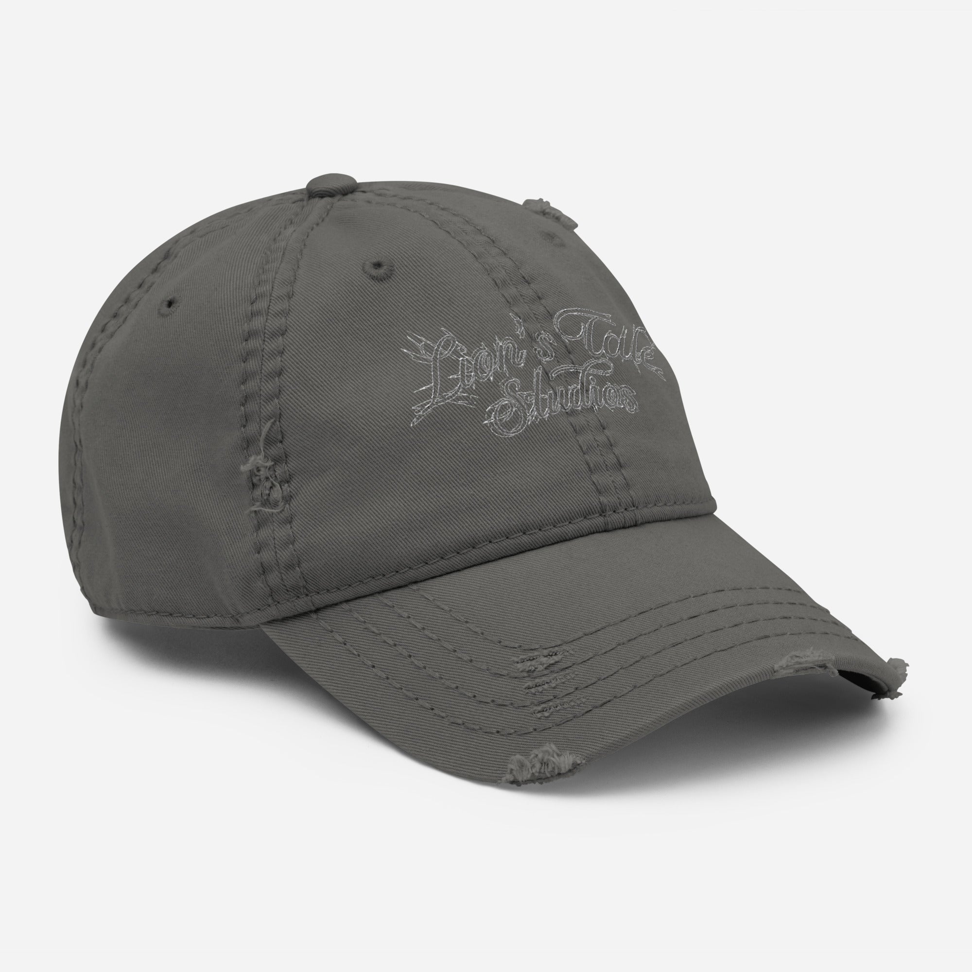 Embroidered Distressed Cap with LTS Motion Print - Lion's Tale Studios