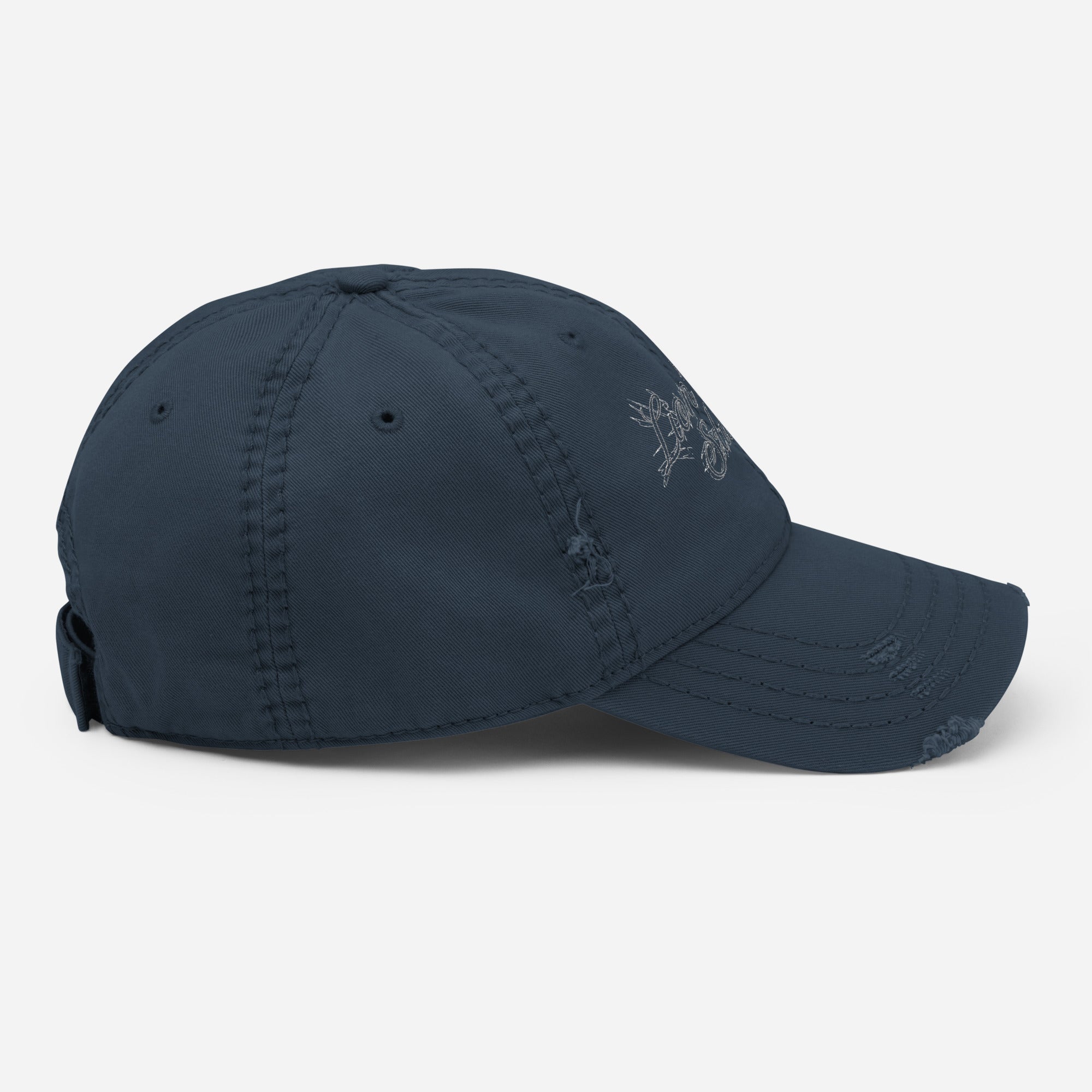 Embroidered Distressed Cap with LTS Motion Print - Lion's Tale Studios