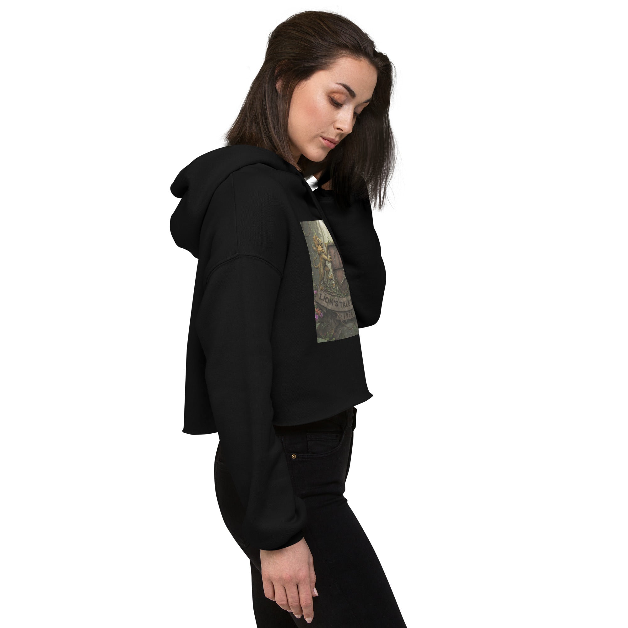 Women's Cropped Hoodie with LTS Jungle Print - Lion's Tale Studios