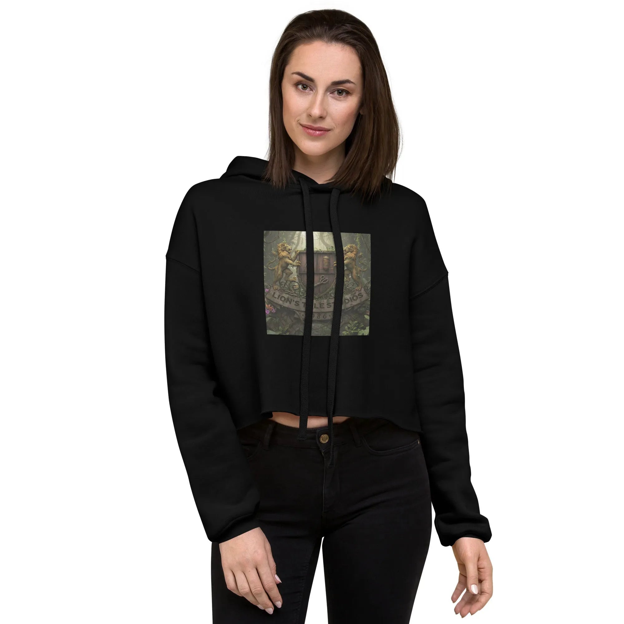 Women's Cropped Hoodie with LTS Jungle Print - Lion's Tale Studios