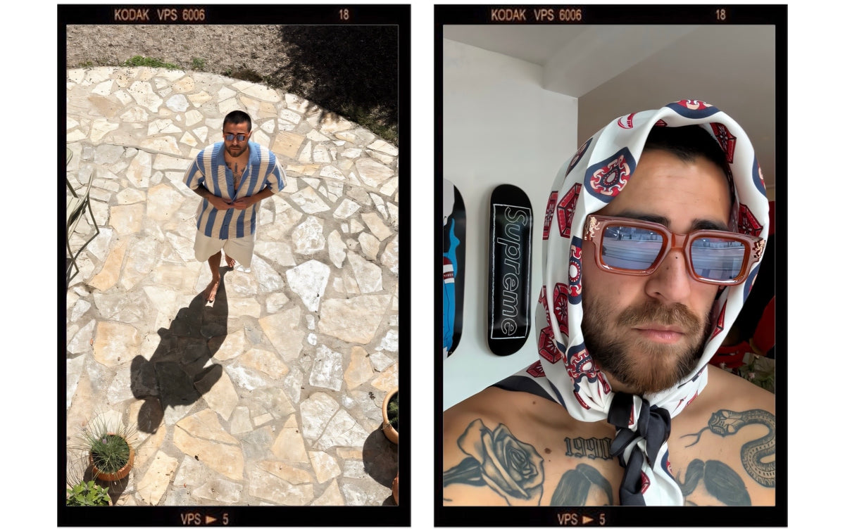 elliot pattinama from holland the netherlands model babushka eyewear beard supreme skateboard sky dune lion's tale studios pure silk straatmode man zonnebril heren hoofddoek stijl statement zonnebril urban fashion tattoo stijl streetwear look zomer outfit mode accessoires opvallende bril luxe streetwear mannen fashion retro zonnebril heren stijl modetrend zomer streetstyle man moderne zonnebril fashion statement edgy kleding unieke look
