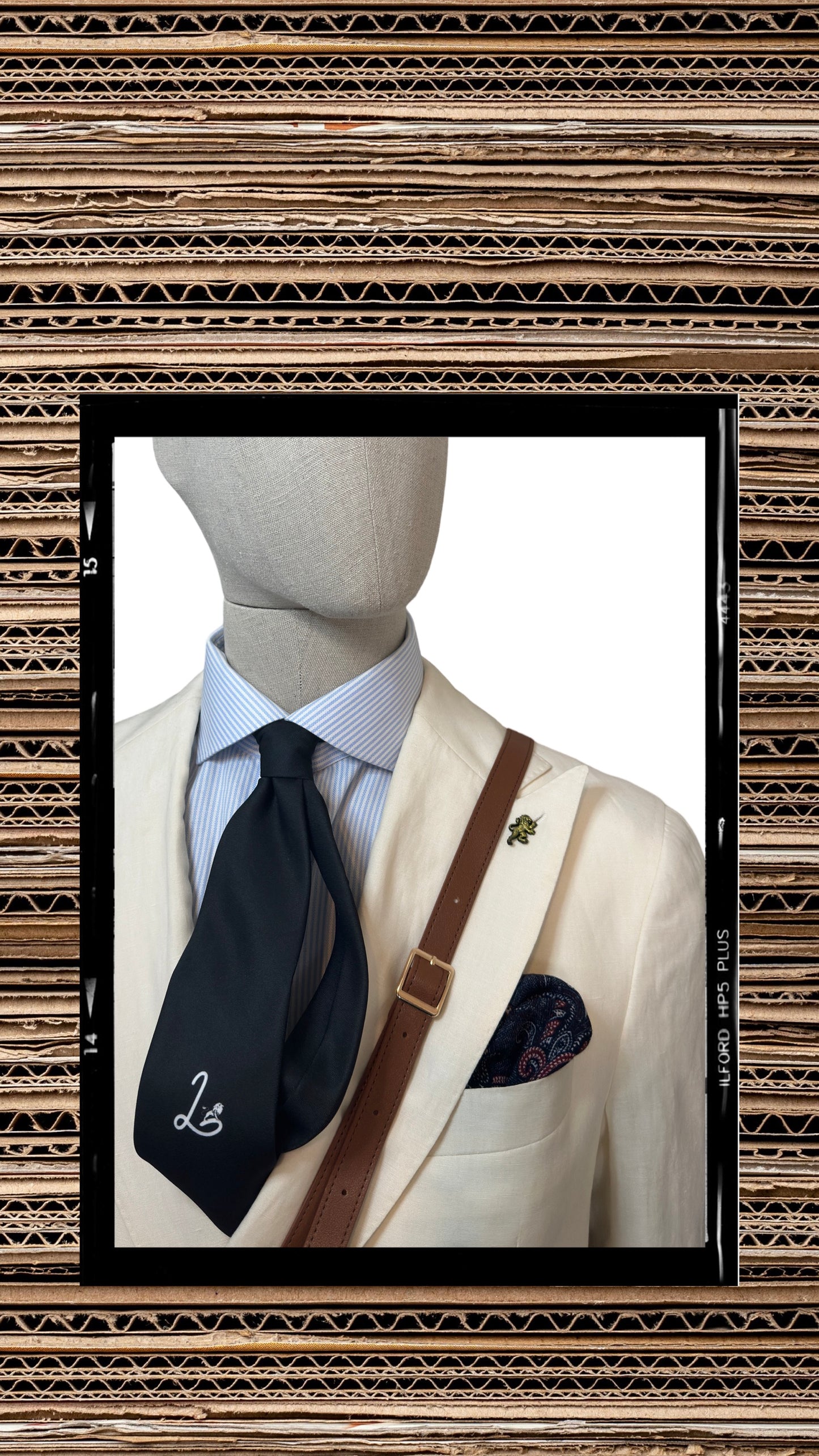 lapel pins pin tie logo patch peak lapel pocket square paspop mannequin cream suits lion's tale studios