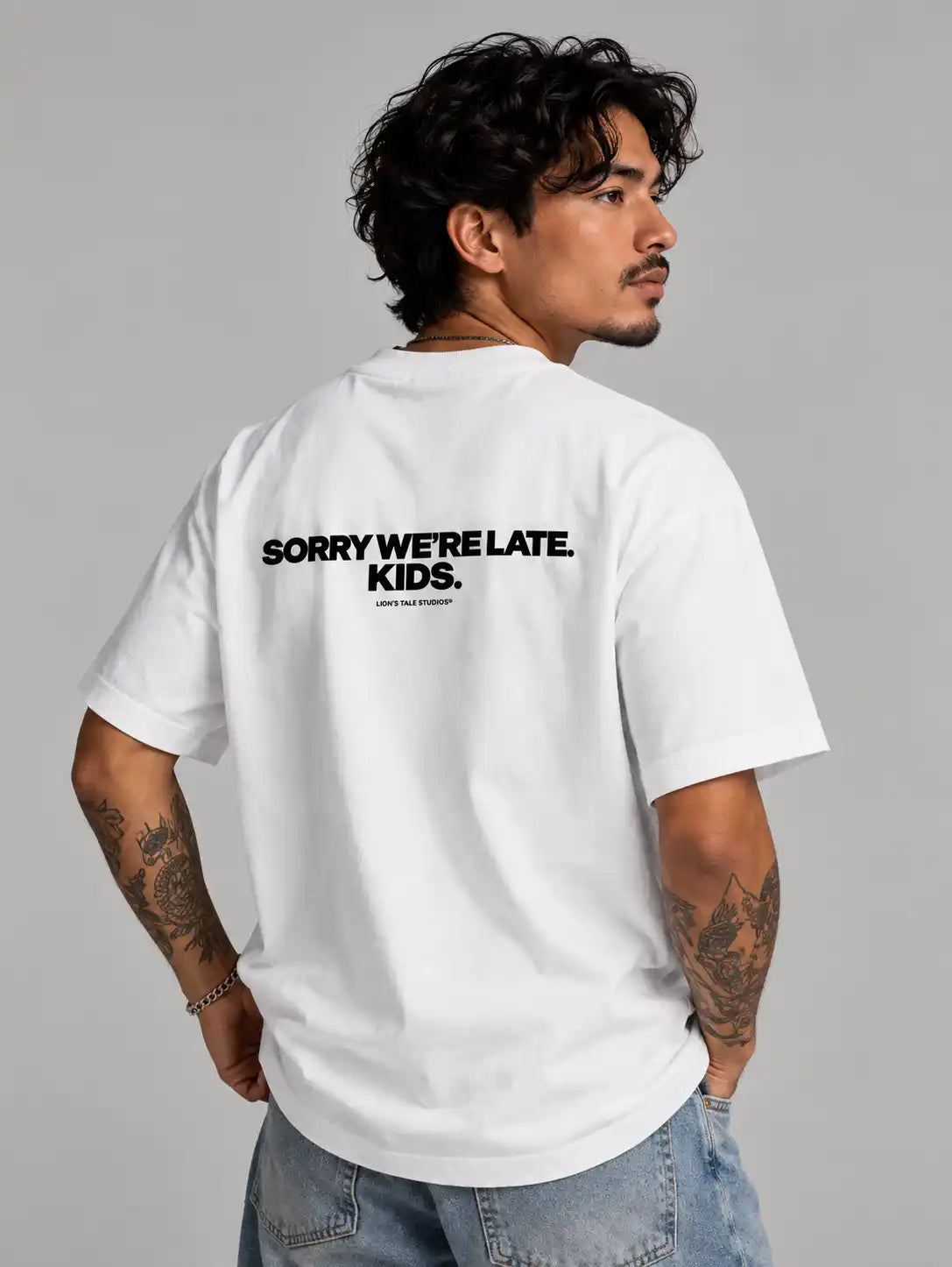 Men's Boxy 'Sorry We’re Late' Tee