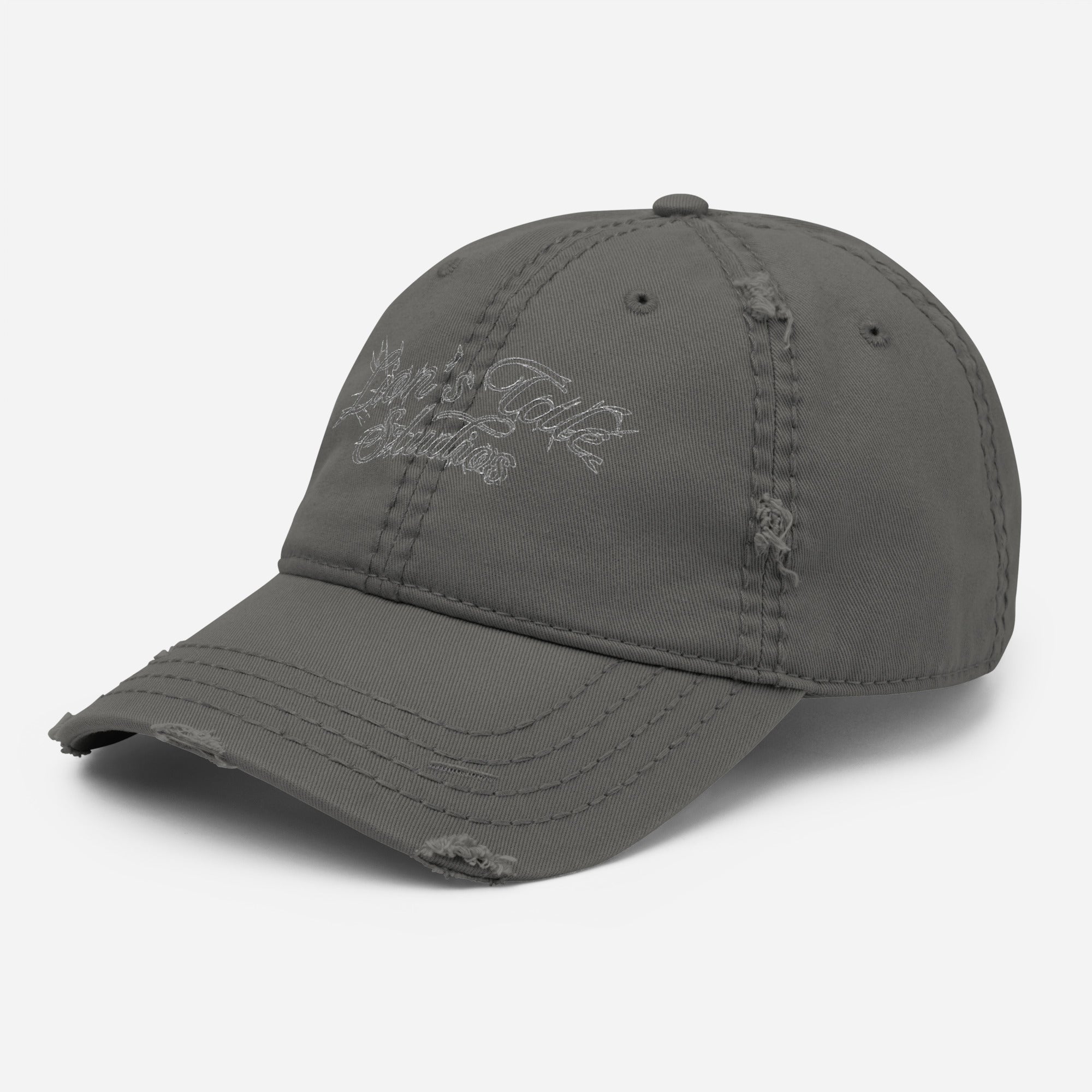Embroidered Distressed Cap with LTS Motion Print - Lion's Tale Studios
