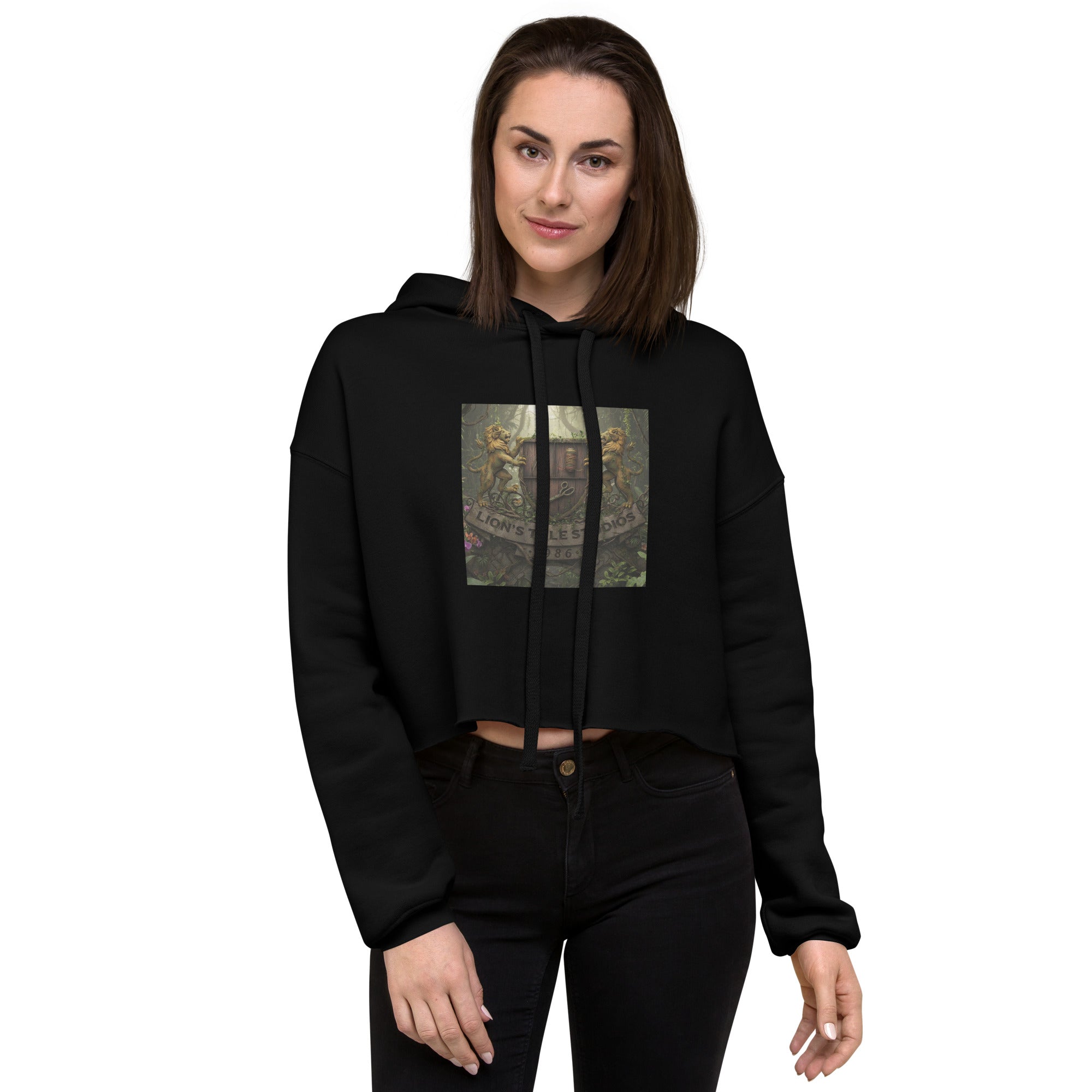 Women's Cropped Hoodie with LTS Jungle Print - Lion's Tale Studios